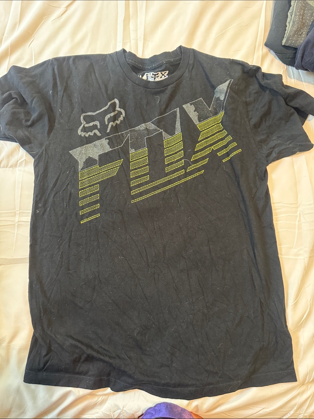 Fox Black T-Shirt with Neon Yellow-Green Accent